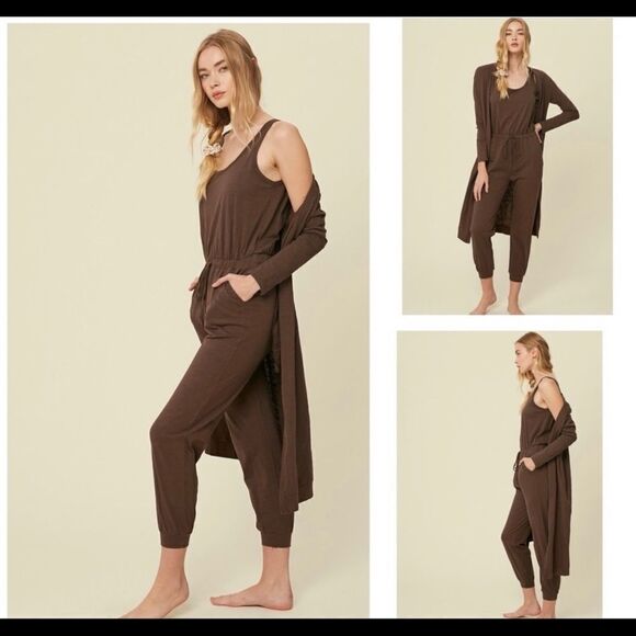 TEXTURED Cotton Jumpsuit & Long Cardigan Knit Sets - Picture 14 of 14